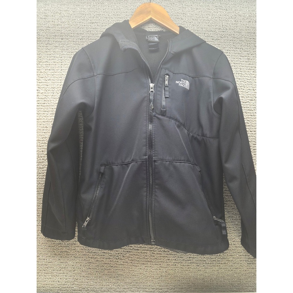 The North Face Boys Black Softshell Hooded Jacket Full Zip Size L 14/16‎